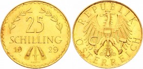 Austria 25 Shilling 1929 
KM# 2841; Gold (.900) 5.88g.; Prooflike