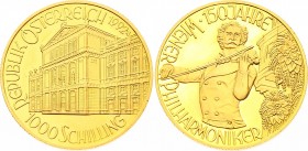 Austria 1000 Shilling 1992
KM# 3008; 150 years of the Vienna Philharmonic; Mintage 50,000; Very Rare; Gold (.986) 16.23g.; Proof