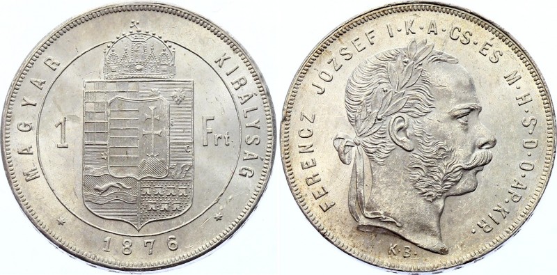 Hungary 1 Forint 1876 KB - Kremnitz
KM# 453; Silver; Franz Joseph I; UNC