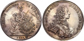 German States Bavaria Reichstaler 1738
Dav. 1942, Hahn 248. Karl Albert, 1726-1745. Munchen Mint. Stempel by F.A. Schega. Silver, UNC with die deffec...