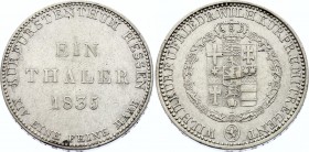 German States Hessen-Kassel Thaler 1835
Dav. 692; Wilhelm II. und Friedrich Wilhelm, 1832-1847. SIlver, VF+