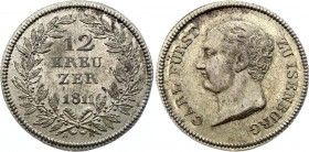 German States Isenburg 12 Kreuzer 1811
AKS# 3; J# 2; Silver; Carl Friedrich; UNC