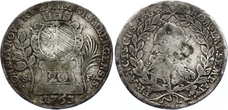 German States Nürnberg 20 Kreuzer 1763 SF
KM# 320; Silver