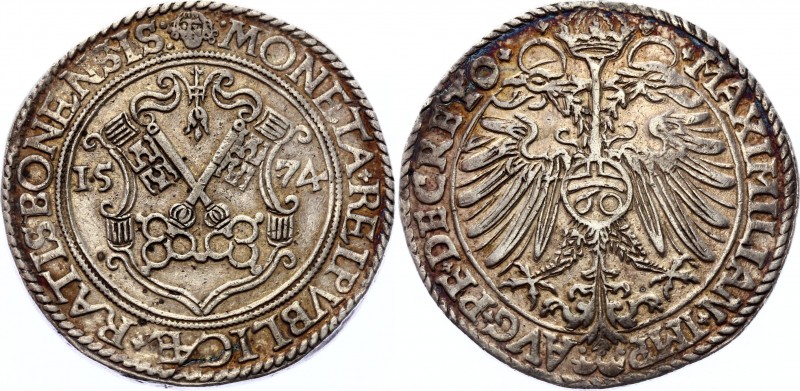 German States Regensburg - Reichsstadt 1 Guldenthaler 1574
Dav# 108; Beckenbaue...