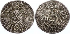 German States Regensburg - Reichsstadt 1 Guldenthaler 1579
Dav# 113; Beckenbauer# 4107; Silver 24,54g.; As: Crossed town keys in Renaissance sign; Rs...