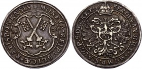 German States Regensburg - Reichsstadt 1 Guldenthaler 1621
Dav# 119; Beckenbauer# 4128; Silver 24,15g.; As: Town sign with crossed keys; Rs: Title of...