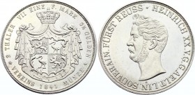 German States Reuss-Obergreiz 2 Thaler / 3-1/2 Gulden 1841 A Restrike!
KM# 105; Silver Plated; Heinrich XX