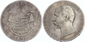 German States Saxe-Meiningen Thaler 1866
KM# 167; Bernhard II. Silver, VF.