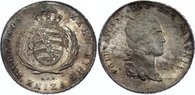 German States Saxony Albertine Thaler 1808 SCH UNC
KM# 1059.1; Dav. 854; Friedrich August I. Silver, UNC. Very beautiful patina. Mint luster. Rare in...