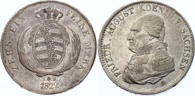 German States Saxony Albertine 1 Thaler 1822 IGS
KM# 1091; Silver; Friedrich August I.; XF with nice toning