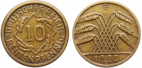 Germany - Weimar Republic 10 Rentenpfinnig 1923 G
KM# 33; Al-Br; Mint Karlsruhe; XF