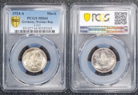 Germany - Weimar Republic 1 Reichsmark 1924 A PCGS MS64 Silver
J# 311; PCGS MS64