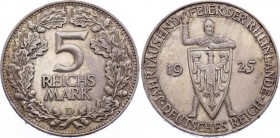 Germany - Weimar Republic 5 Reichsmark 1925 D
KM# 47; Silver; 1000th Year of the Rhineland; XF