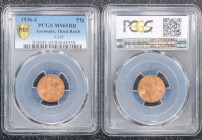 Germany - Third Reich 1 Reichspfennig 1936 J PCGS MS65RD Keydate and Mint
J# 361; Best Known in burning Red; Dioubtfully there is a better one worldw...