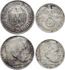 Germany - Third Reich 2 & 5 Reichsmark 1935 & 1939 A
Silver; Paul von Hindenburg