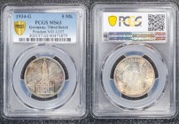 Germany - Third Reich 5 Reichsmark 1934 G PCGS MS63 Potsdam Church no Date
J# 357; Great Toning and Luster; PCGS MS63