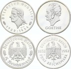 Germany - Third Reich Lot of 2 Silver Restrikes 
5 Reichsmark 1932 F; & 5 Reichsmark 1934 F; Silver (.999) 14.82g 35mm; Proof