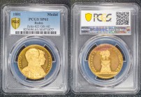 Germany - Empire Baden Gilt AE Medal Commemoratin the Marriage of Princess Victoria and Crownprince Gustaf of Sweden 1881 PCGS SP61
Zeitz # 822; Gilt...
