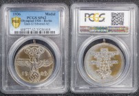Germany - Third Reich Olympic Games Honor Medal for Assitance 1936 PCGS SP62
Gad# 12; Silvered AE Medal; PCGS SP62