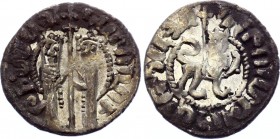 Armenia Cilician Hetoum I AR Tram 1226 - 1270
Zabel and Hetoum standing facing one another, heads facing, holding long cross between them / Lion adva...