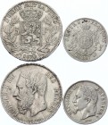 Belgium & Francs Lot of 2 Coins 1867 & 1870
Silver; Various Dates & Denominations