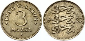 Estonia 3 Marka 1925
KM# 2a; AUNC.