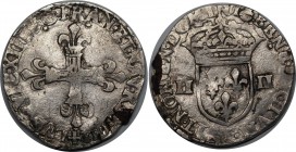 France 1/4 Ecu 1612 T
Louis XIII (1610-1643). Silver., VF.