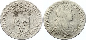 France 1/12 Ecu (10 Sols) 1662 D
KM# 199.3; Louis XIV; Mint: Lyon; Silver; VF