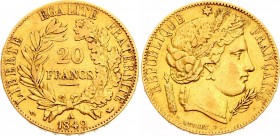 France 20 Francs 1849 A
KM# 762; Mint. Paris; Mintage 53,000; Very Rare; Gold (.900) 6.4516g.; XF