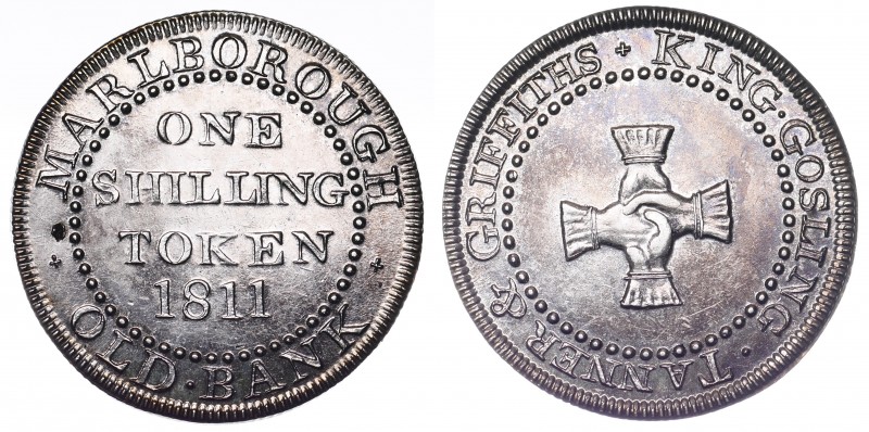 Great Britain Marlborough 1 Shilling 1811 Token 
Davis# 3 (R); Silver 3.52g.