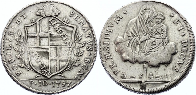 Italian States Bologna 10 Paoli 1797 Scudo
KM# 339, Dav ECT# 1359; Silver, XF.