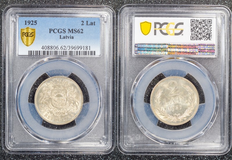 Latvia 2 Lati 1925 PCGS MS62
KM# 8; PCGS MS62