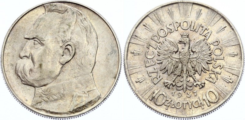 Poland 10 Zlotych 1937
Y# 29; Józef Piłsudski; Silver, AUNC.