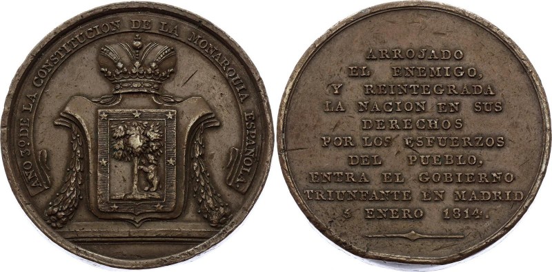 Spain Medal Return of the Spanish Government to Madrid On January 5 1814 Napoleo...