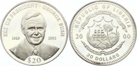 Liberia 20 Dollars 2000 
KM# 905; Silver Proof; US Presidents Series - George H. W. Bush