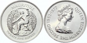 Mauritius 25 Rupees 1977 
KM# 43; Silver; Elizabeth II; Silver Jubilee; UNC