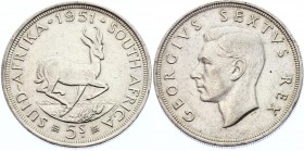 South Africa 5 Shillings 1951 
KM# 40.2; George VI; Silver; XF