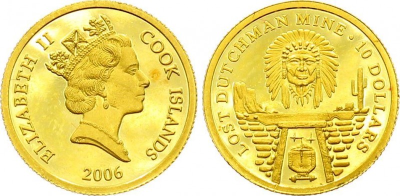 Cook Islands 10 Dollars 2006
KM# ?; Gold 1,24g. 0.999; Lost Dutchmans Gold Mine