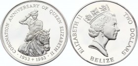 Belize 2 Dollars 1993 
KM# 119; Silver Proof; 40th Anniversary of Coronation of Queen Elizabeth II