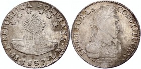 Bolivia 8 Soles 1837 PTS LM
KM# 97; Silver