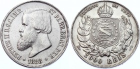 Brazil 2000 Reis 1870 
KM# 485; Silver; Pedro II; XF-
