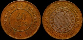 Brazil 40 Reis 1900
KM# 491; Bronze; aUNC