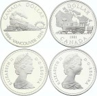 Canada 2 x 1 Dollar 1981 & 1986
Silver Proof; Motives with steam locomotives