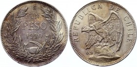 Chile 1 Peso 1910 So
KM# 152.3; UNC with Nice Toning