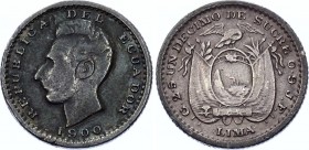 Ecuador 1 Decimo 1900 
KM# 50.3 (legend without "LEY"; Without "JR" below fasces on reverse); Silver; VF with nice dark toning