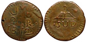 Mexico War of Independence Oaxaca 2 Reales 1812
KM# 226.1; Copper 5.61 g 25х24 mm; Issuer SUD, Under General Morelos; XF