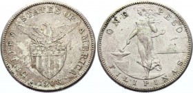 Philippines 1 Peso 1908 S
KM# 172; Silver; VF