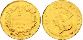 United States 1 Dollar 1856 
KM# 86; Gold (.900) 1,67g.; F