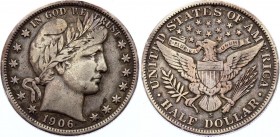 United States 1/2 Dollar 1906 S
KM# 116; Silver; "Barber Half Dollar"