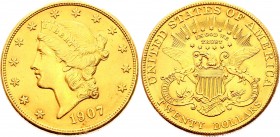 United States 20 Dollars 1907 
KM# 74.3; Gold (.900) 33.436g; AUNC